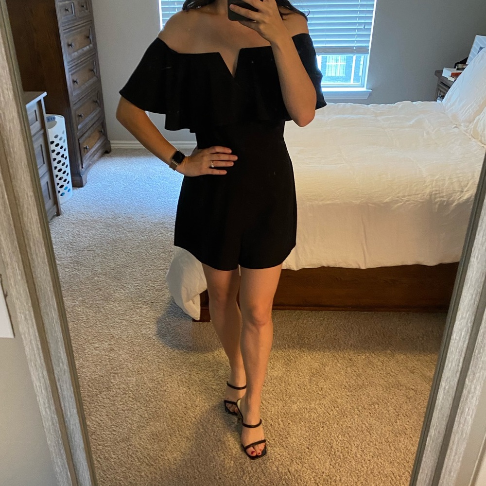 Leith Strapless Flounce Romper